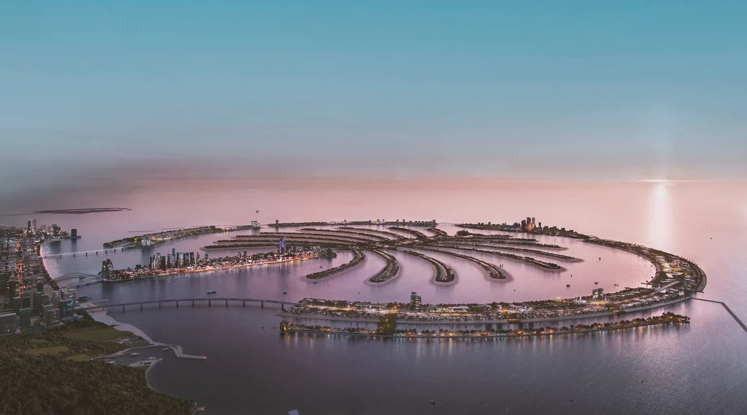 Aerial view of Palm Jebel Ali and the Jebel Ali coastline